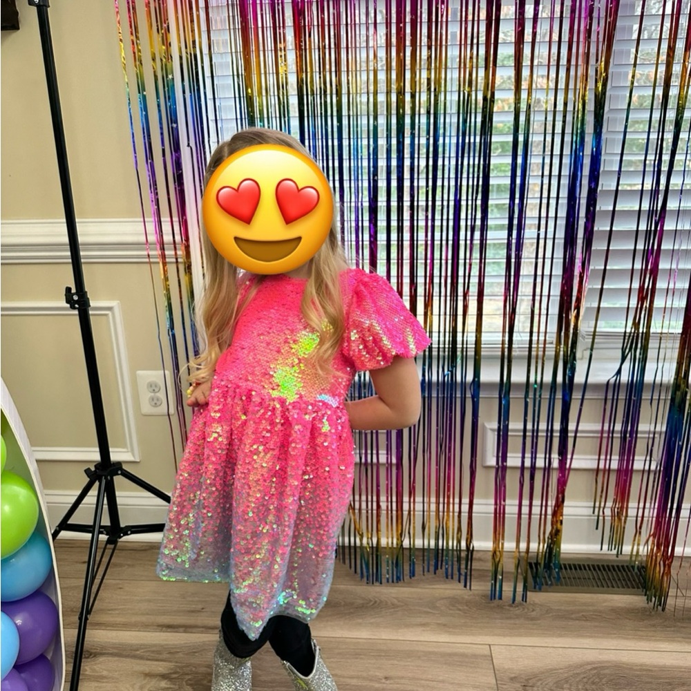 Lola + The Boys Pink Sequin Kids Dress